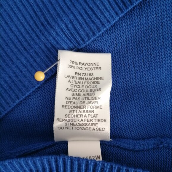 NWT Cable & Gauge Womens Blue Scoop Neck Back Zip Drop Shoulder Sweater Size 1X - Picture 7 of 7